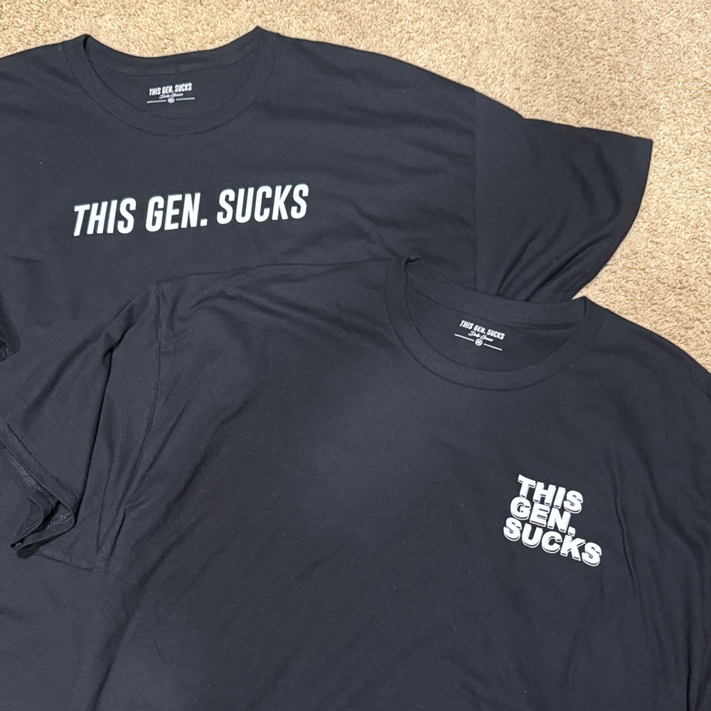 THIS GEN SUCKS Black Graphic T-Shirts